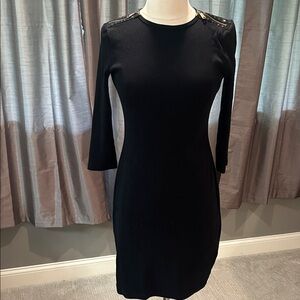 Lauren Ralph Lauren Black Long Sleeve Dress with Shoulder Zippers